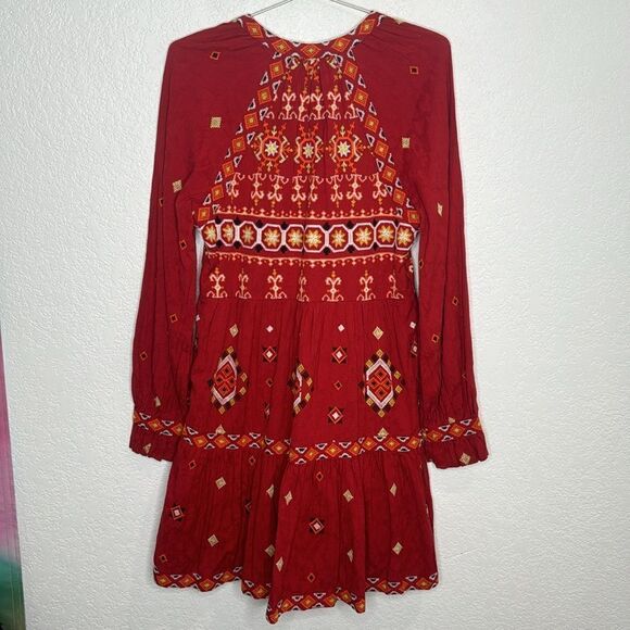 NWT Anthropologie Embroidered Tunic Mini Dress Red Motif XS - Picture 7 of 15